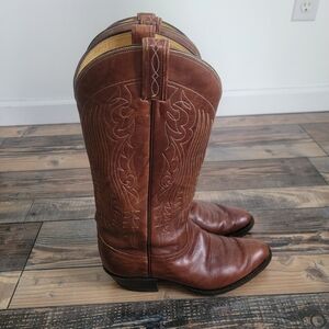 TONY LAMA COWBOY CLASSIC WESTERN LEATHER MENS UNISEX BOOTS BROWN SIZE 8D Medium
